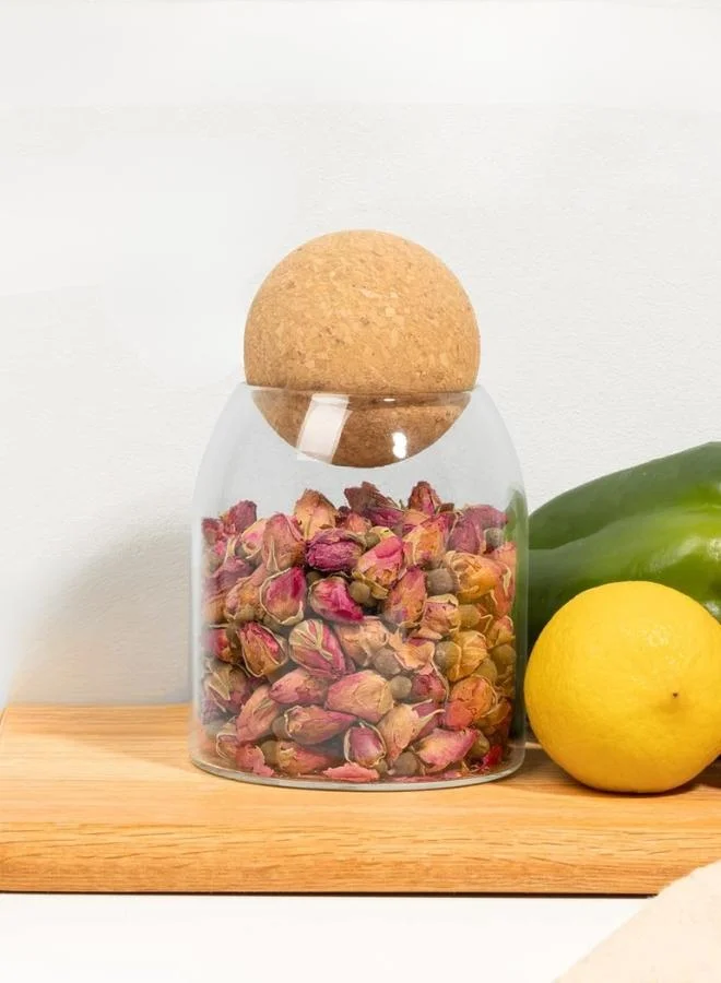 Casa Quesera  480ml Glass Storage Jars Set of 3 with Ball Natural Cork Lids for Stylish Kitchen Storage  | Best Price UAE